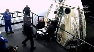 Four astronauts splash down in the Gulf of Mexico in a SpaceX capsule 