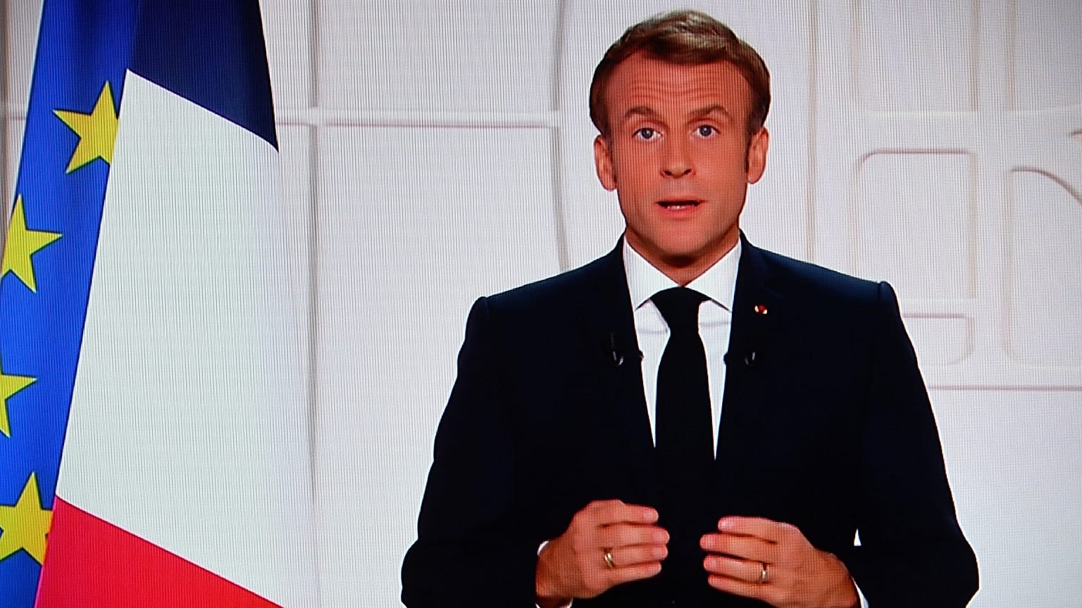 Le président français Emmanuel Macron, lors de son allocution du 9 novembre 2021