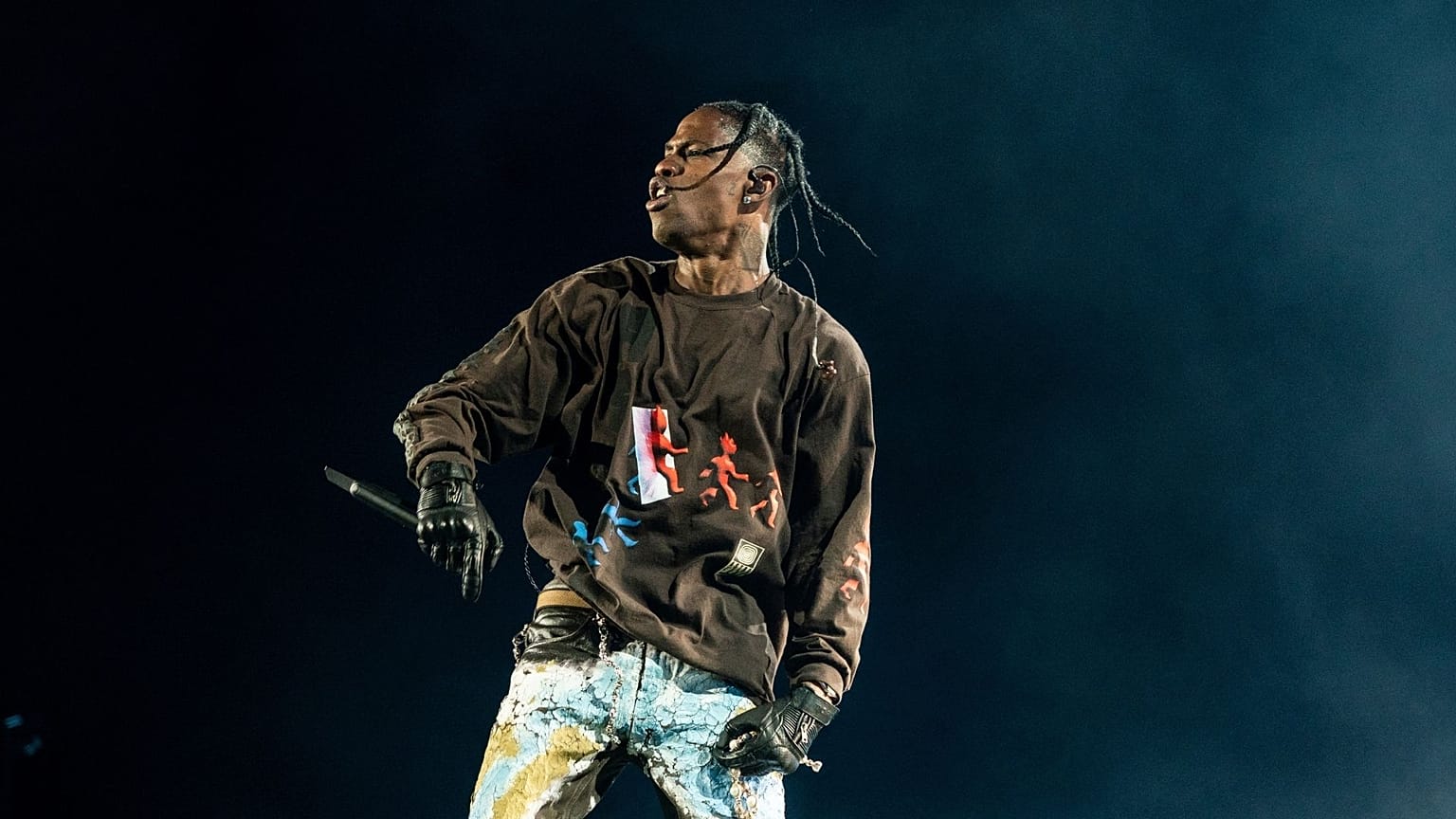 Travis Scott performing at Day One of Astroworld 2021