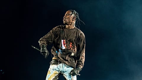 Travis Scott performing at Day One of Astroworld 2021