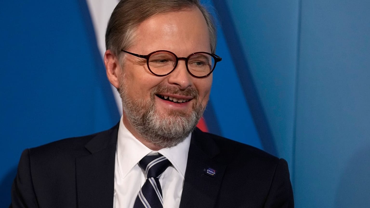 Leader of centre-right Spolu (Together) coalition Petr Fiala attends a debate before the parliamentary election in Prague, October 8, 2021.