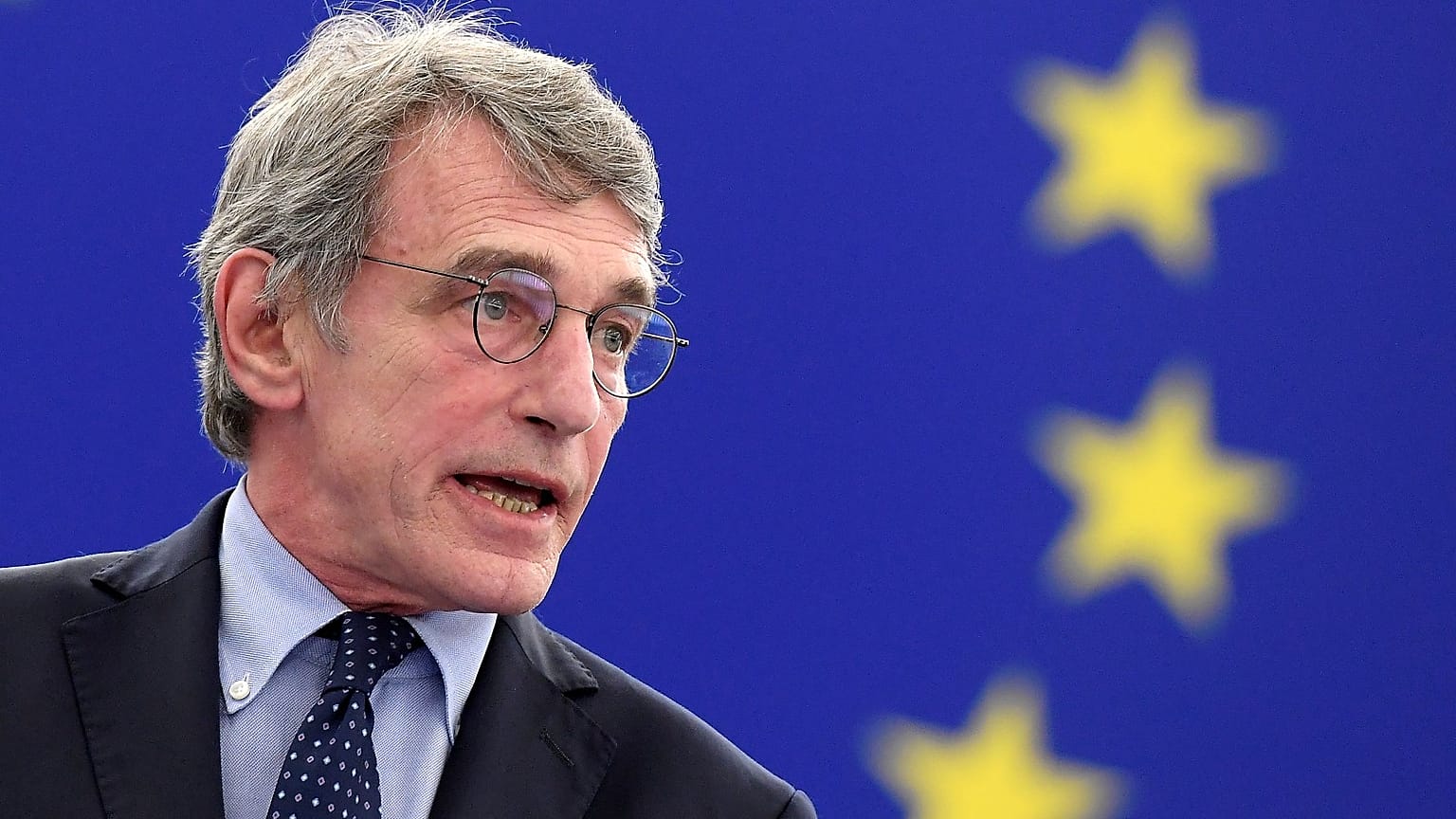 European Parliament President David Sassoli speaks during the opening of the plenary session of the European Parliament in Strasbourg, eastern France, Monday June 7, 2021.