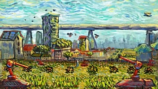 Drones and Agbots roam the Clichy field in a reimagined scene.