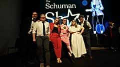 The cast and show's director Kelly Agathos of 'The Schuman Show'. 