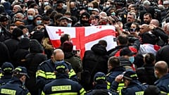 Manifestation des partisans de l'ex-président Mikheil Saakashvili à Tbilissi (Géorgie), le 10/11/2021