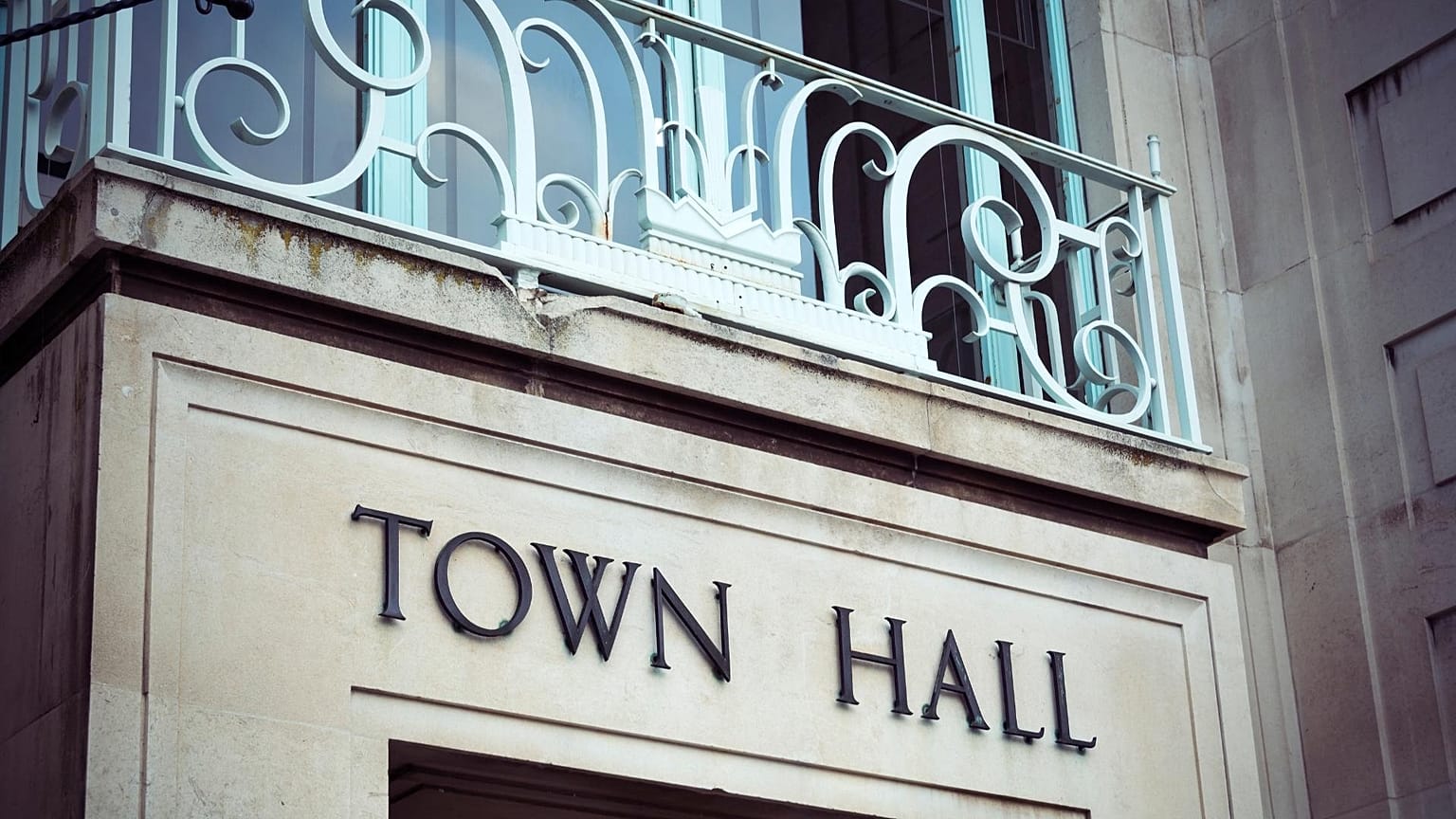 A town hall sign