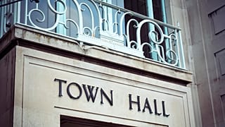 A town hall sign
