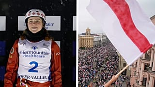 Aliaksandra Ramanouskaya was accused of participating in opposition demonstrations.