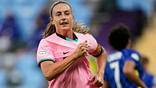 Alexia Putellas celebrates scoring for FC Barcelona in the Women's Champions League