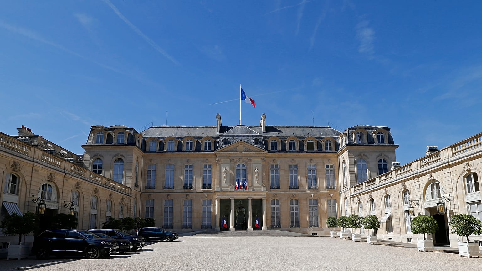 The courtyard of the Elysee Palace is pictured in Paris, France, Friday July 5, 2019. 