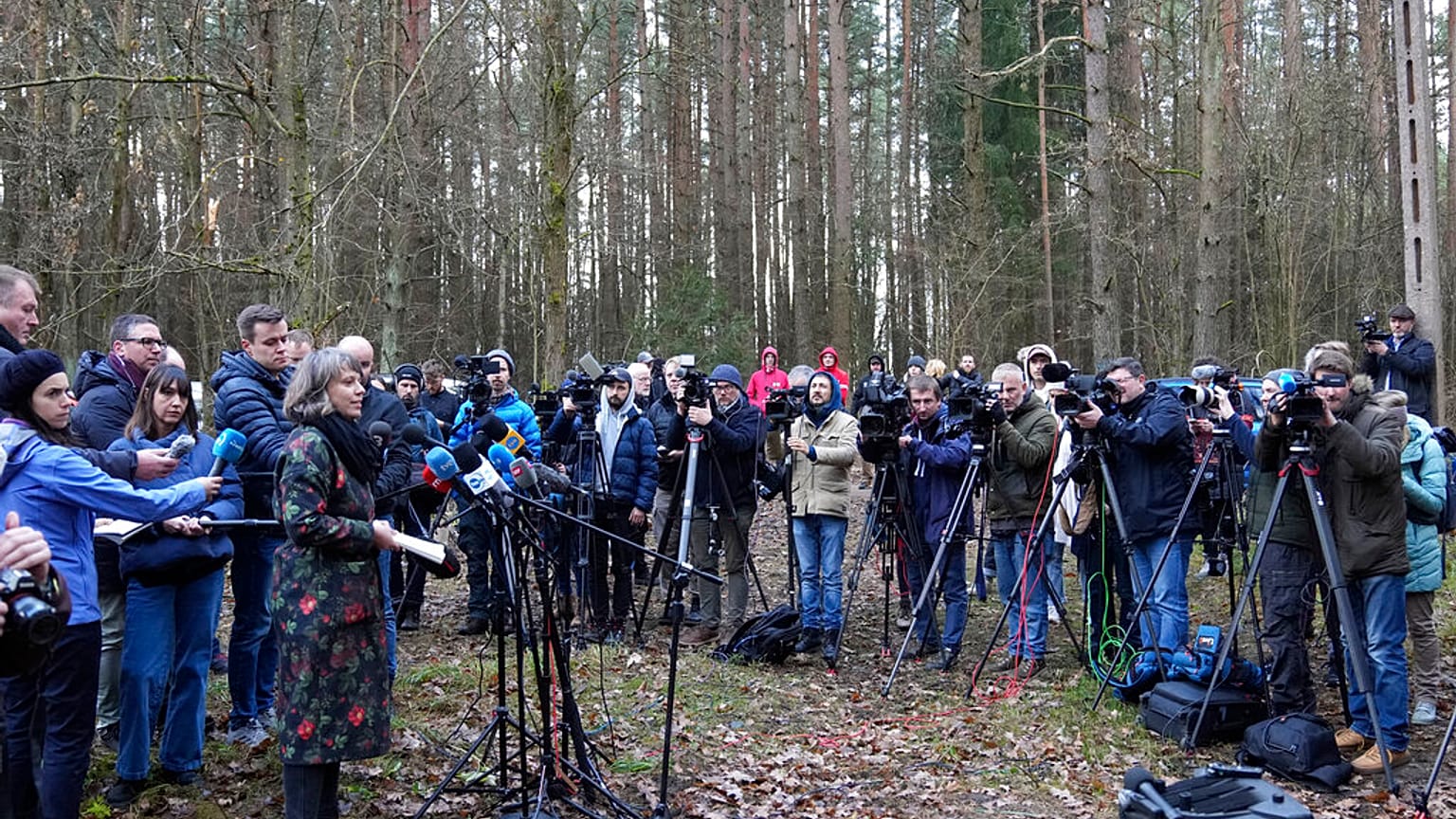 Pressekonferenz der Grupa Granica am Freitag in Kuznica. 