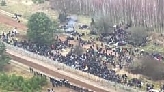 Migranten an der Grenze zu Polen nahe Kuznica, am 8. November 2021. 