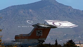 An abandoned Cyprus Airways Trident passenger jet is parked on the tarmac of the long-abandoned Nicosia airport that lies inside a United Nations-controlled buffer zone