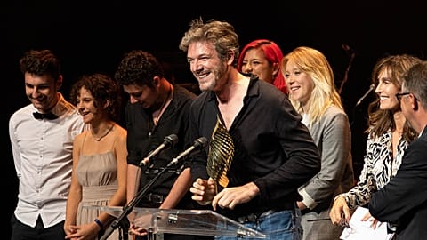 French film director Samuel Theis, whose film Petite Nature' triumphed in Greece, accepting the 'Valois des etudiants francophones' award in August 2021