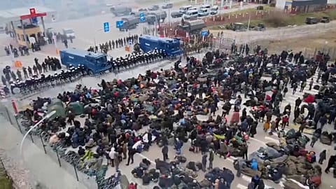 Migrants at Polish border.