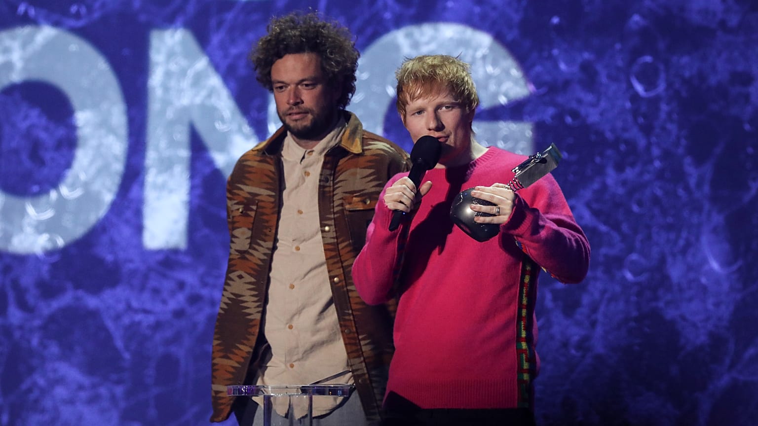 Ed Sheeran won best artist at the night which highlighted support for the LGBTQ community.
