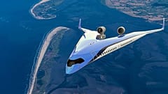 Una imagen conceptual de cómo sería el Flying V en vuelo.