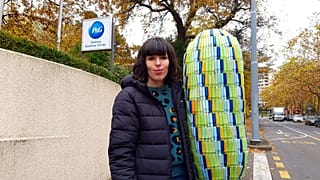 Activist Ella Daish doorsteps Procter & Gamble's European headquarters in Geneva, Switzerland