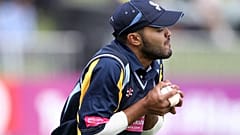 Azeem Rafiq of Yorkshire takes a catch during a Champions League T20 match against Chennai Super Kings at the Kingsmead stadium in Durban, on October 22, 2012. 
