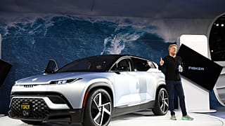 Henrik Fisker speaks about the Fisker Ocean electric vehicle after it is unveiled during AutoMobility LA ahead of the Los Angeles Auto Show on November 17, 2021 in Los Angeles