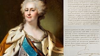 Portrait of the Empress Catherine the Great by Dmitry Levitsky, with her letter to Count Piotr Aleksandrovich Rumiantsev on Vaccination Against Smallpox, 20 April 1787.