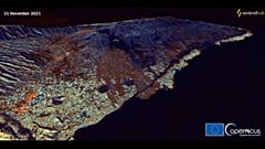Die Küste von La Palma aufgenommen von Satellit Sentinel 1