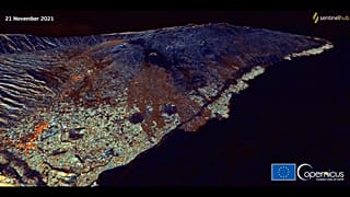 Die Küste von La Palma aufgenommen von Satellit Sentinel 1