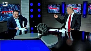 قطة تقطع برنامجا تلفزيونيا مباشرا على التلفزيون الجورجي.