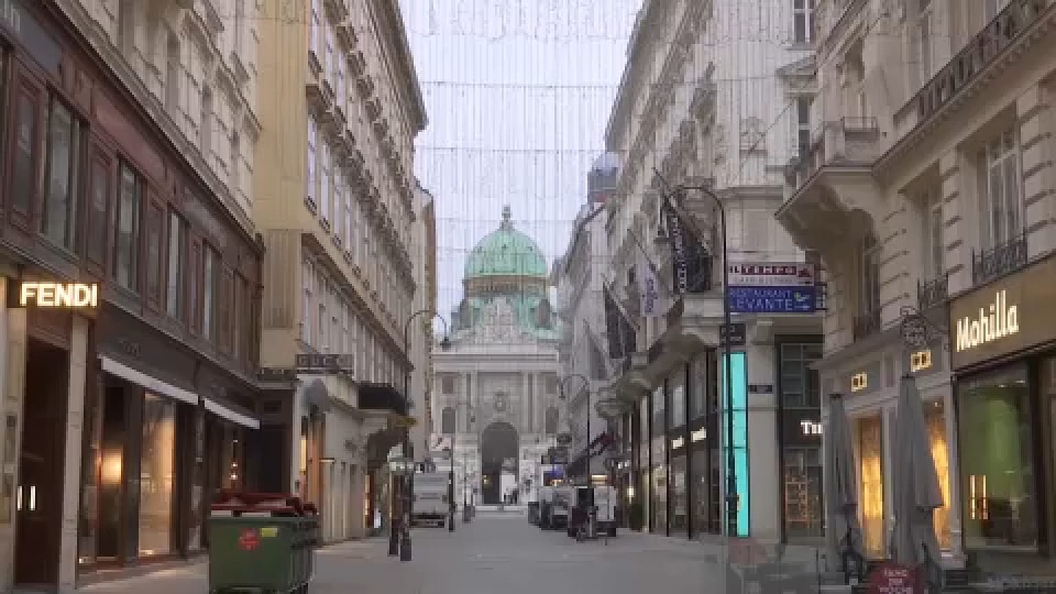 Shopping street in Vienna, Austria - 22 November 2021.