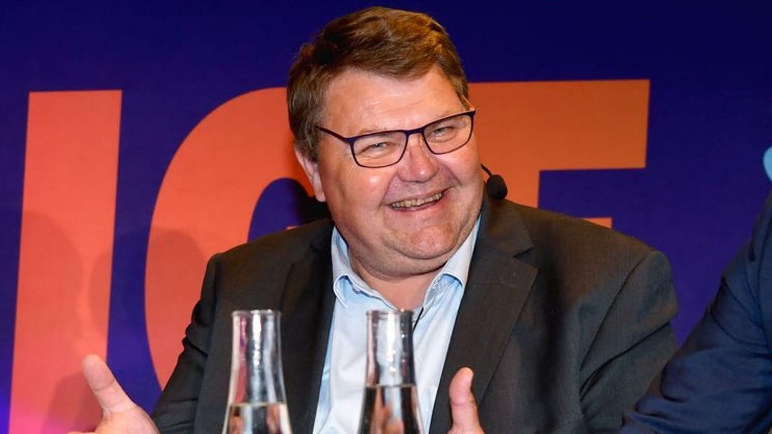 Peter Lundgren is seen during the Sweden Democrats' election night watch party in Stockholm in May 2019.