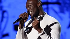 Rapper Stormzy accepts his award for British Male of the Year at the 2020 BRITs