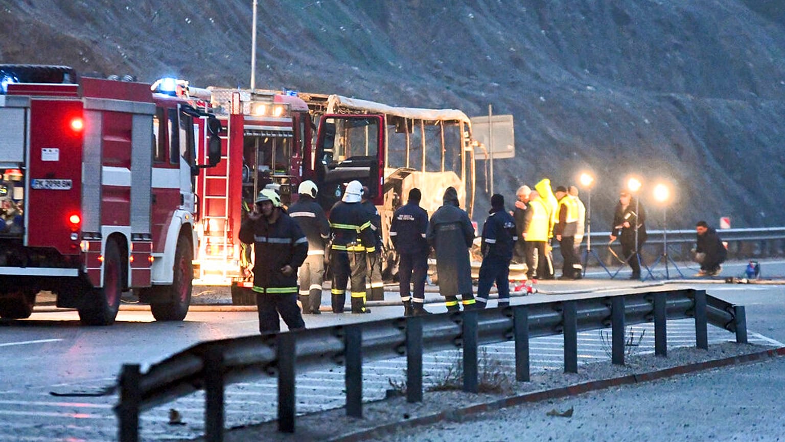 Tracce dell'incidente avvenuto a Bosnek (Bulgaria). 