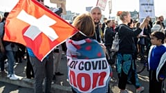 Kundgebung gegen die Pandemiemaßnahmen am 9. Oktober 2021 in Genf.