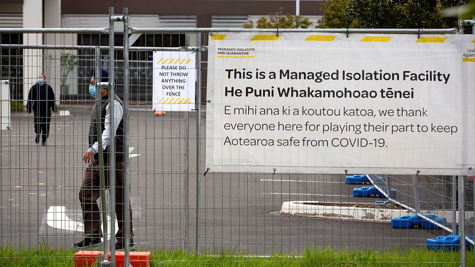 People exercise at a government managed isolation and quarantine (MIQ) facility in Auckland