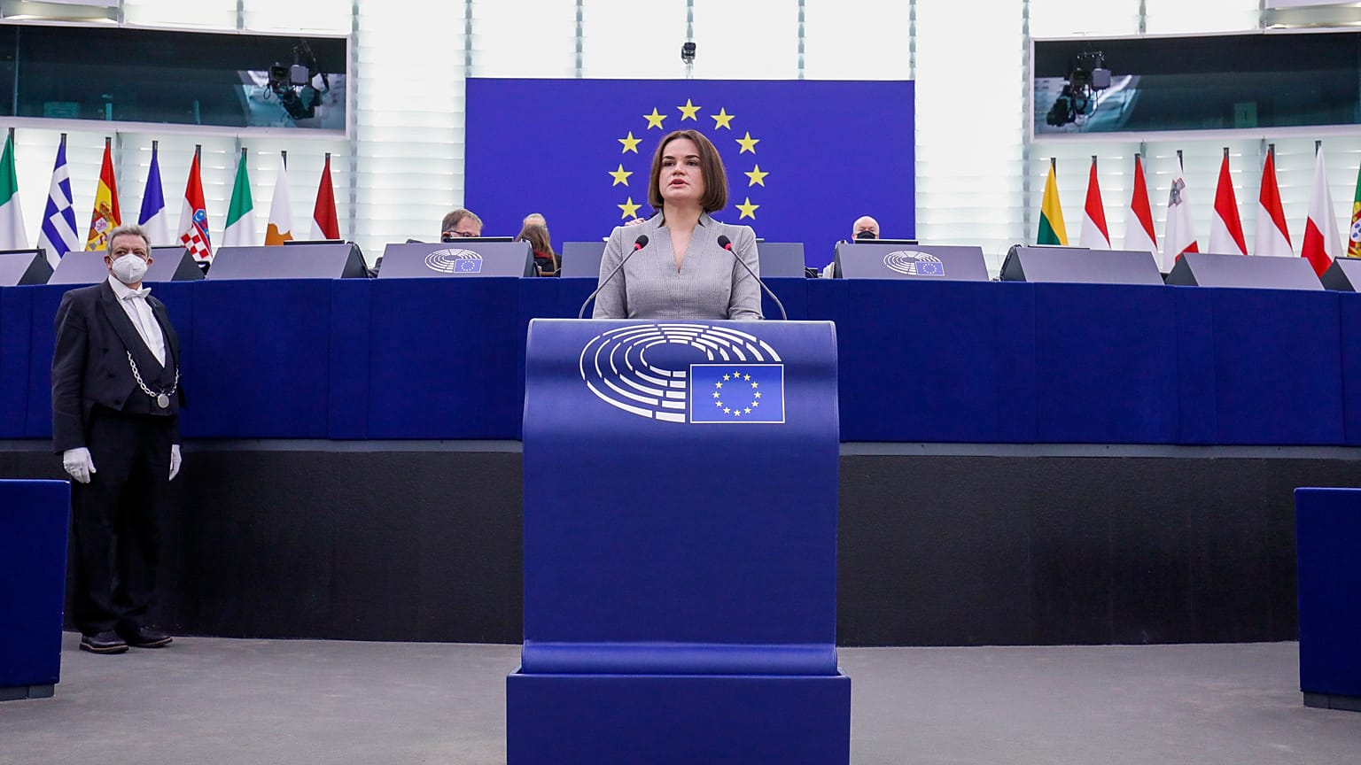 Discours de la cheffe de l'opposition bélarusse, Svetlana Tikhanovskaïa, devant le Parlement européen