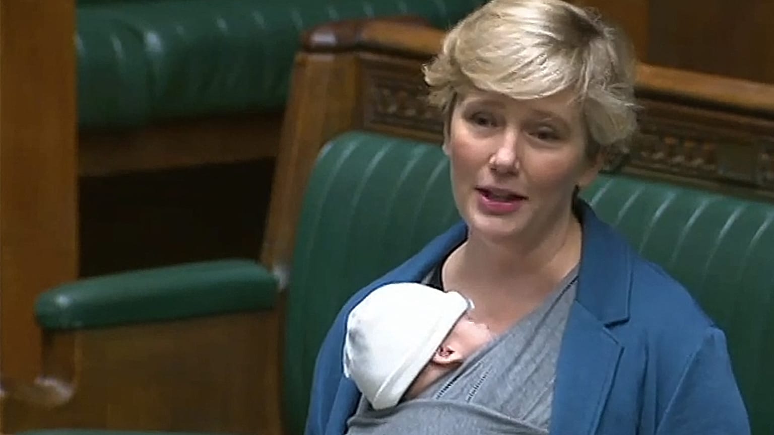 Stella Creasy in Parliament with her baby