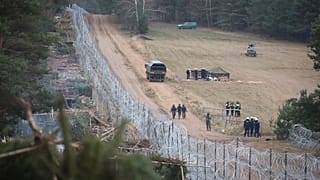 The deserted migrant camp near the "Kuznitsa" checkpoint at the Belarus-Poland border.
