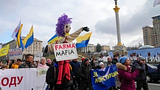 Manifestation contre les restrictions sanitaires et l'obligation vaccinale anti-Covid à Kiev, Ukraine, le 24 novembre 2021