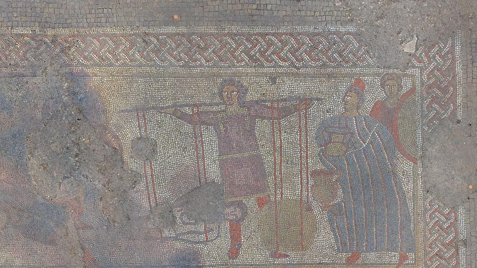 Part of the Roman mosaic's top panel