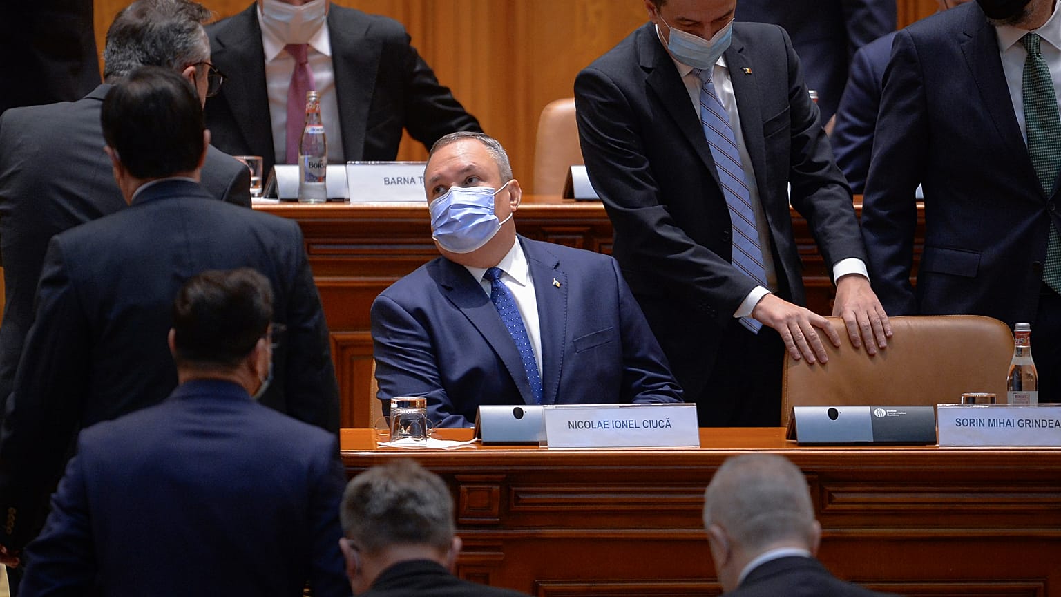 Prime Minister-designate Nicolae Ciucă pictured before a parliament vote on his government team in Bucharest on Thursday.