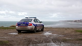 Véhicule de la police française garé à Wimereux (dans le nord de la France), le 25/11/2021