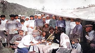Ethnographic fieldwork at Altai, Russia, 1929.
