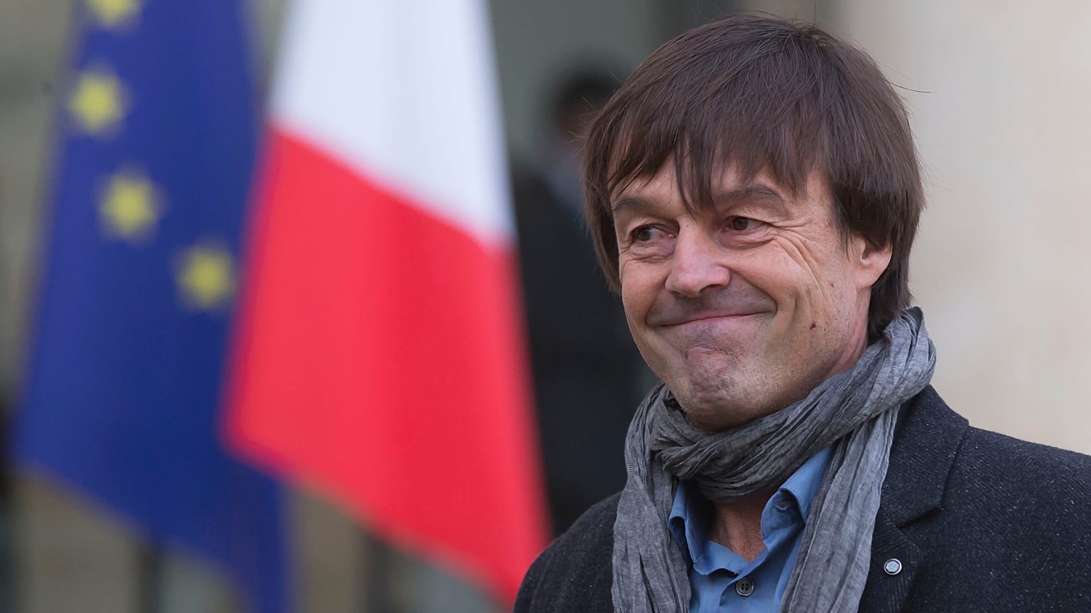 In this Thursday, Dec. 6 2012 file photo, environmental activist Nicolas Hulot, smiles as he leaves the Elysee Palace in Paris, France.