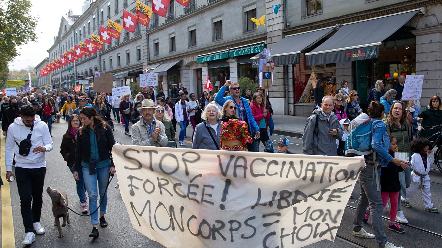Protest von Gegnern des Covid-Zertifikats Anfang Oktober in Genf