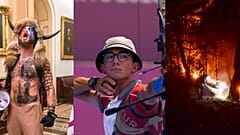 ABD Kongre baskını (solda) Mete Gazoz okçulukta olimpiyat altını kazandı (ortada) Türkiye'de orman yangınları (sağda)
