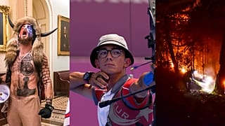 ABD Kongre baskını (solda) Mete Gazoz okçulukta olimpiyat altını kazandı (ortada) Türkiye'de orman yangınları (sağda)