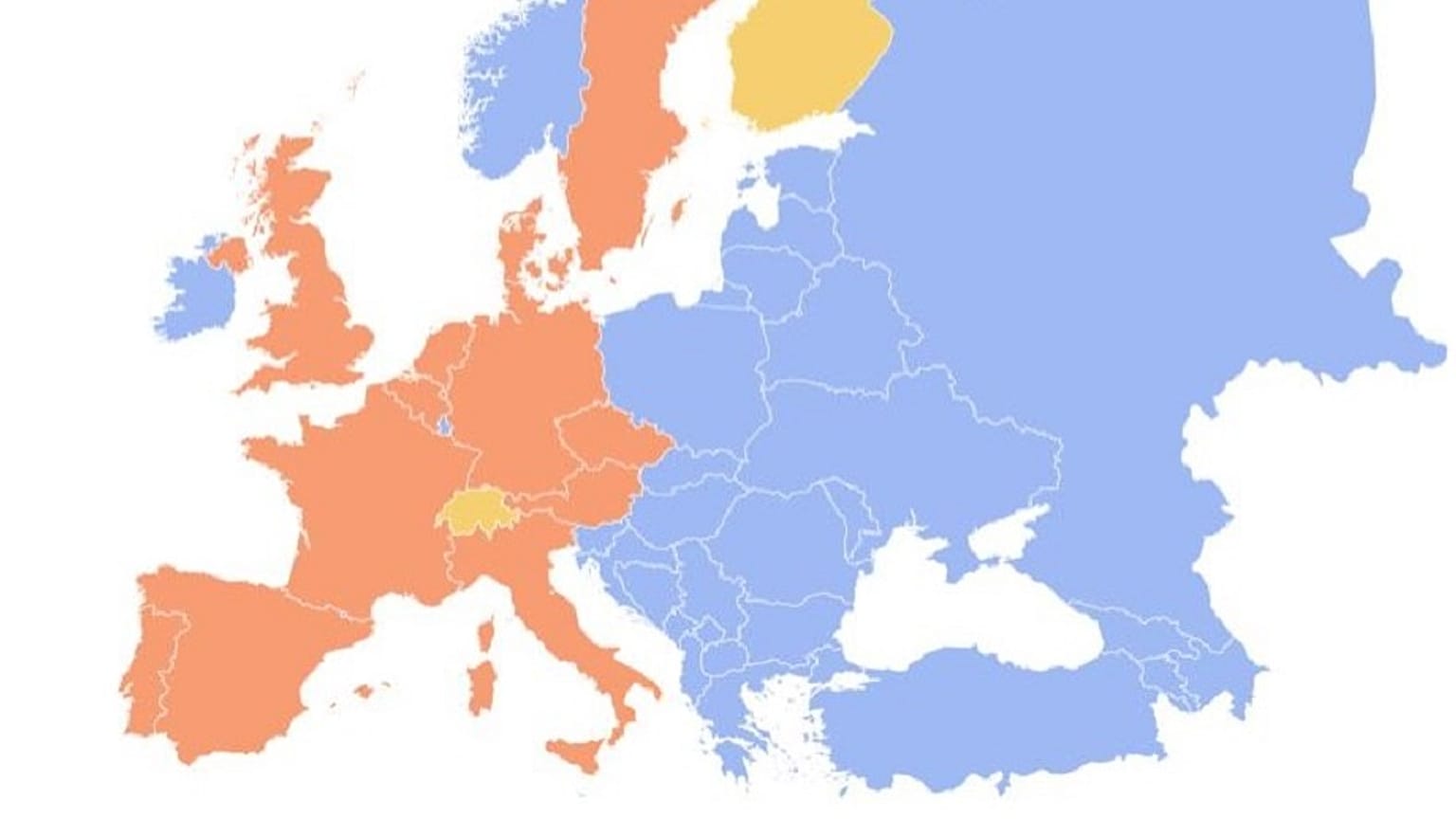 Pirossal, ahol már megjelent, kékkel, ahol még nem. A sárga országokban még csak gyanús eseteket jelentettek be