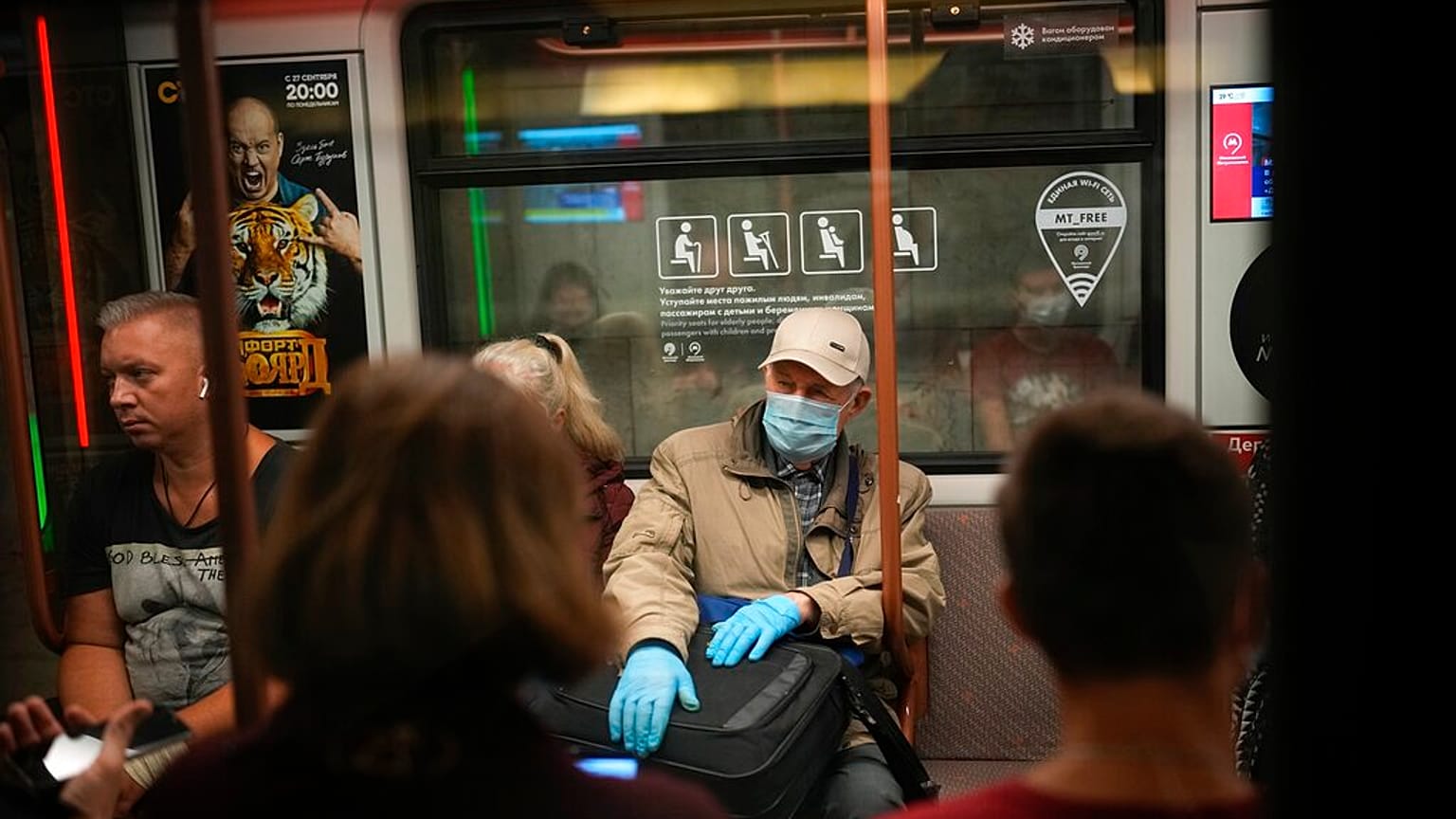 Subway car in Moscow, Russia