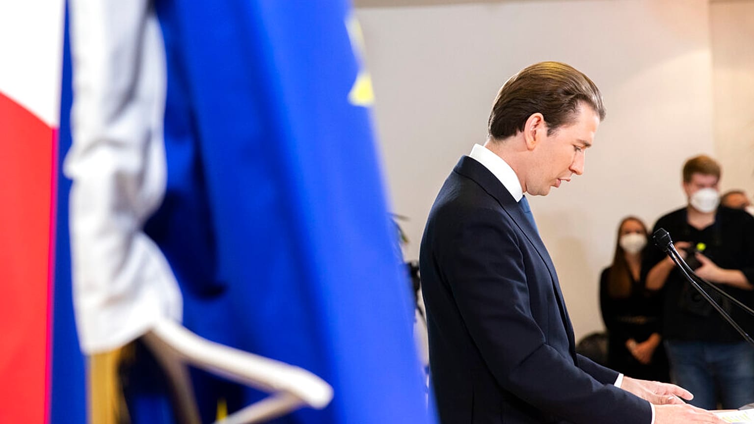 L'ancien chancelier autrichien Sebastian Kurz lors d'une conférence de presse à Vienne (Autriche), le 02/12/2021