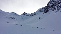 FILE: Mountain rescue service personnel search for skiers who were trapped in an avalanche in a valley of the Tyrolian municipality of Wattenberg, Austria, Feb. 6, 2016